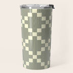 Diamond Quilted Plaid pattern black and white Travel Mug Gallery Image 2