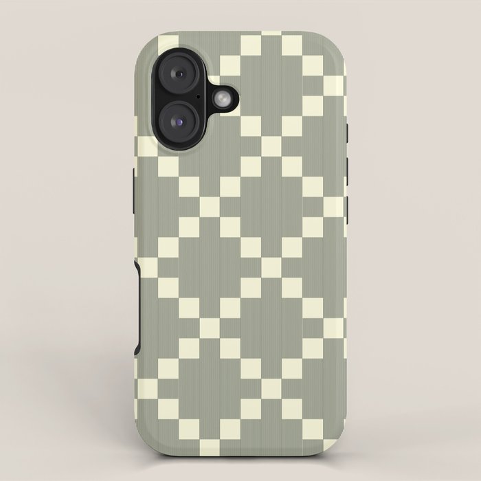 Diamond Quilted Plaid pattern black and white iPhone Case Gallery Image 1