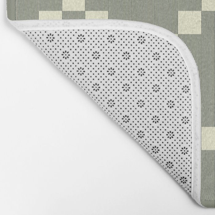 Diamond Quilted Plaid pattern black and white Bath Mat Gallery Image 2