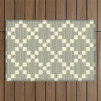 Diamond Quilted Plaid pattern black and white Outdoor Rug Gallery Image 1