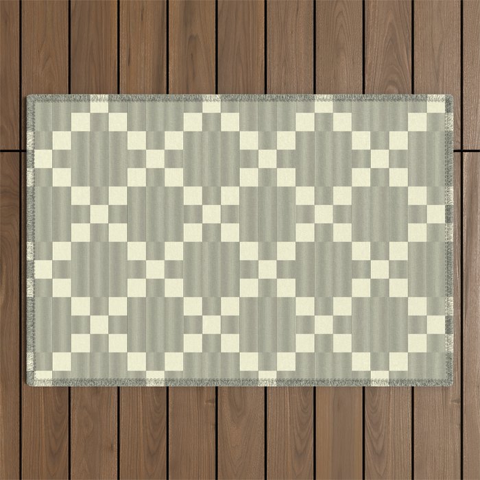 Diamond Quilted Plaid pattern black and white Outdoor Rug Gallery Image 1