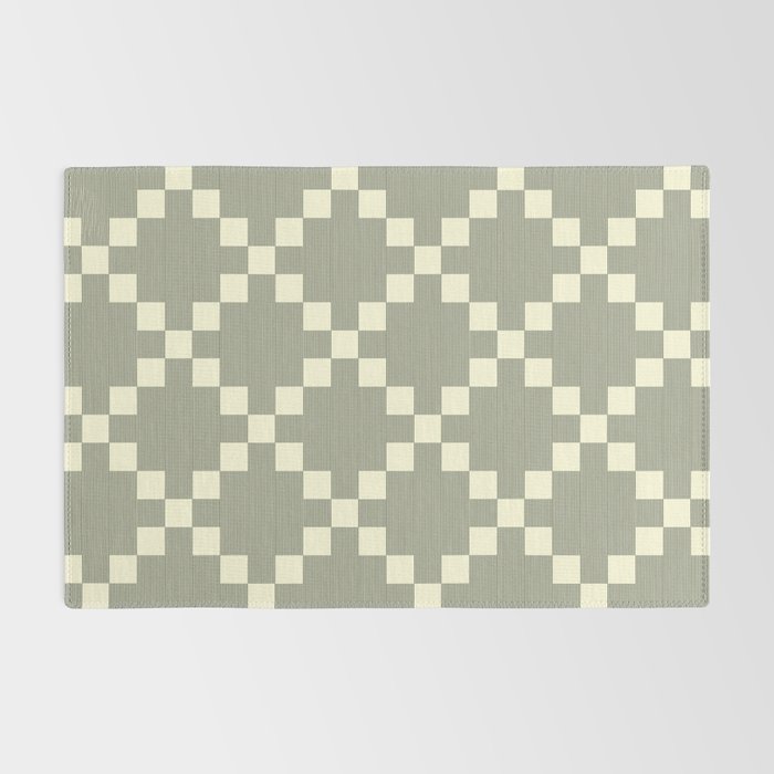 Diamond Quilted Plaid pattern black and white Rug Gallery Image 2