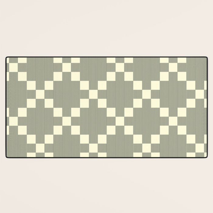 Diamond Quilted Plaid pattern black and white Desk Mat Gallery Image 3