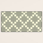 Diamond Quilted Plaid pattern black and white Desk Mat Gallery Image 3