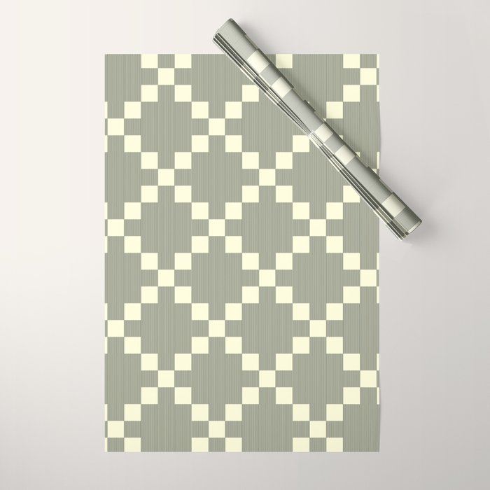 Diamond Quilted Plaid pattern black and white Wrapping Paper Gallery Image 1