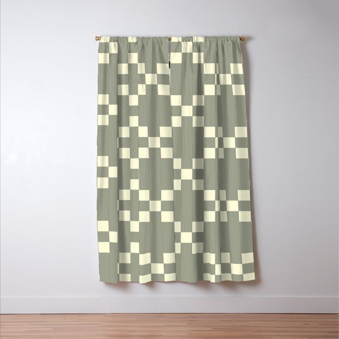 Diamond Quilted Plaid pattern black and white Window Curtain Gallery Image 3