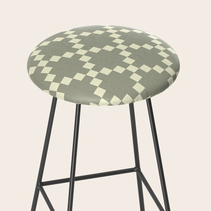 Diamond Quilted Plaid pattern black and white Stool Gallery Image 2