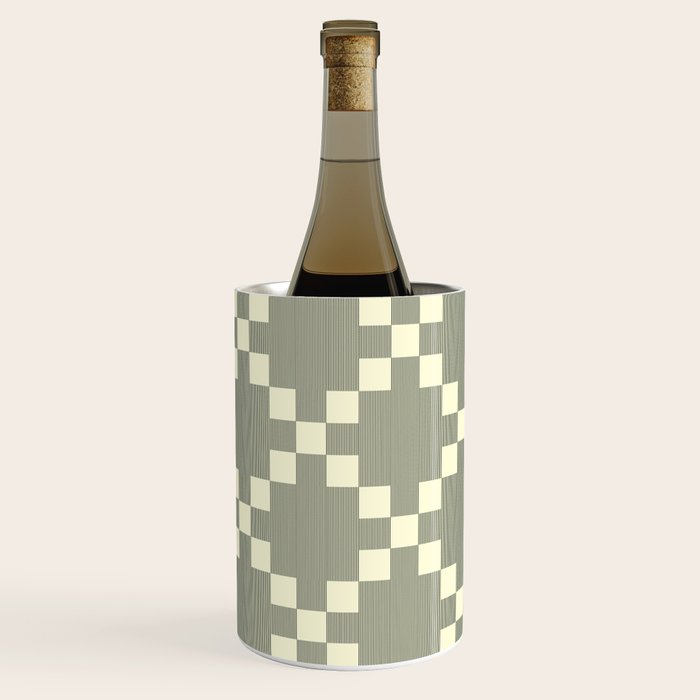 Diamond Quilted Plaid pattern black and white Wine Chiller Gallery Image 2