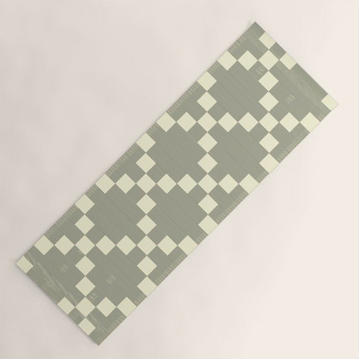 Diamond Quilted Plaid pattern black and white Yoga Mat Gallery Image 1