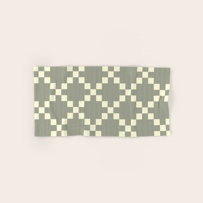 Diamond Quilted Plaid pattern black and white Bath Towel Gallery Image 1
