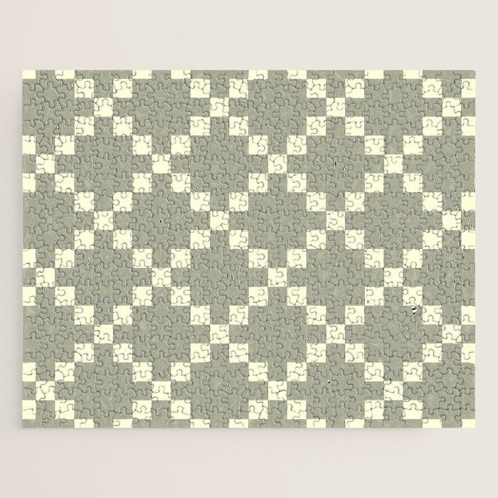 Diamond Quilted Plaid pattern black and white Jigsaw Puzzle Gallery Image 1