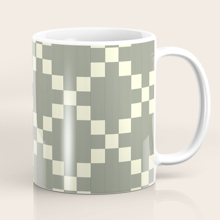 Diamond Quilted Plaid pattern black and white Coffee Mug Gallery Image 1