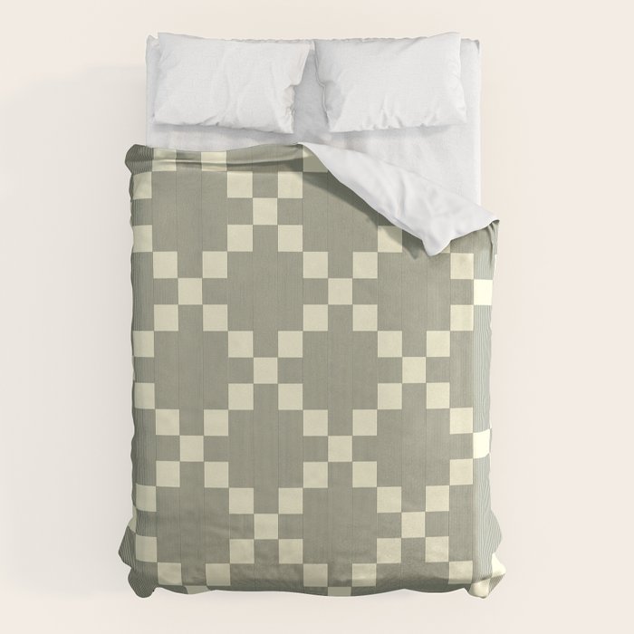 Diamond Quilted Plaid pattern black and white Duvet Cover Gallery Image 6