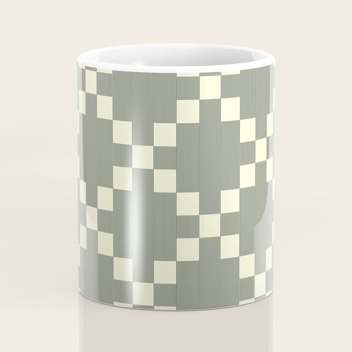 Diamond Quilted Plaid pattern black and white Coffee Mug Gallery Image 4