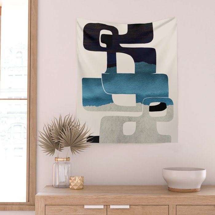 Modern Abstract Shapes 102 Wall Tapestry Gallery Image 2