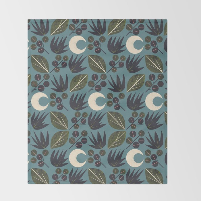 Moonlit Leaves Grid Throw Blanket Gallery Image 2