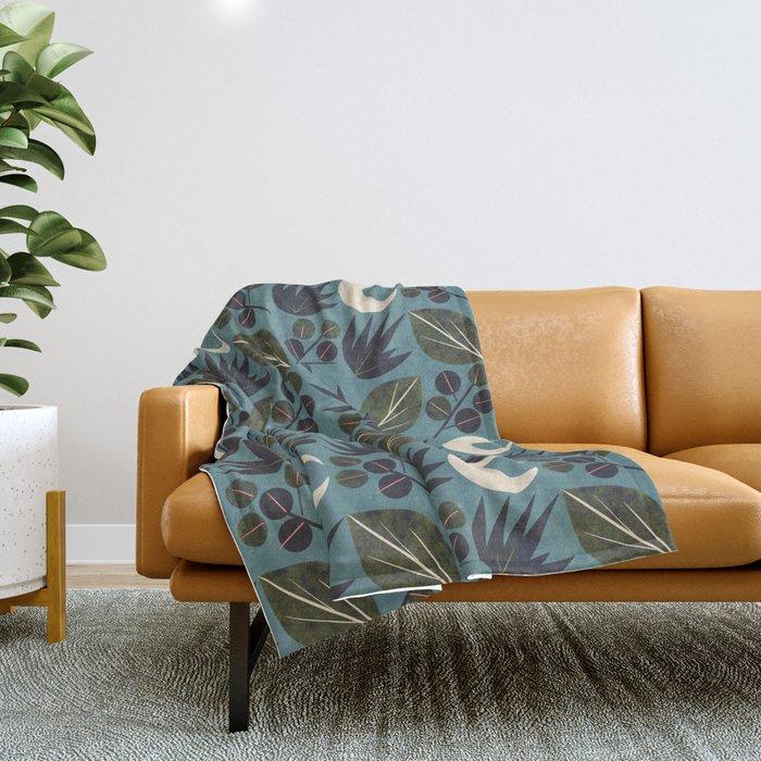 Moonlit Leaves Grid Throw Blanket Gallery Image 1