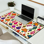 Smiley Mushrooms Print in Cream Desk Mat Gallery Image 2