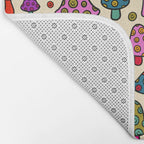 Smiley Mushrooms Print in Cream Bath Mat Gallery Image 2