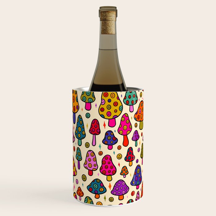 Smiley Mushrooms Print in Cream Wine Chiller Gallery Image 1