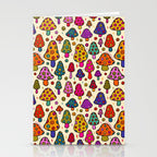 Smiley Mushrooms Print in Cream Stationery Card Gallery Image 2