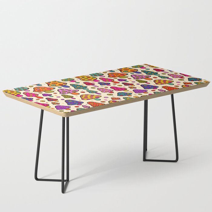 Smiley Mushrooms Print in Cream Coffee Table Gallery Image 1