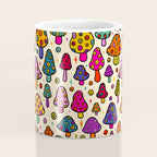 Smiley Mushrooms Print in Cream Coffee Mug Gallery Image 4