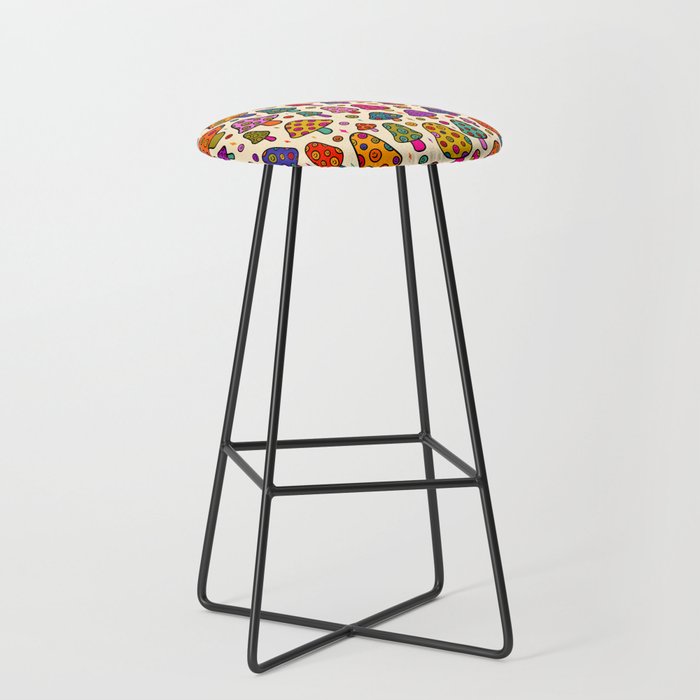 Smiley Mushrooms Print in Cream Stool Gallery Image 1