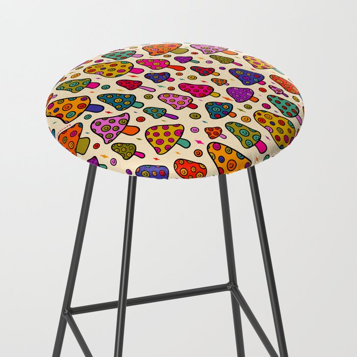 Smiley Mushrooms Print in Cream Stool Gallery Image 2