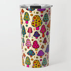 Smiley Mushrooms Print in Cream Travel Mug Gallery Image 1