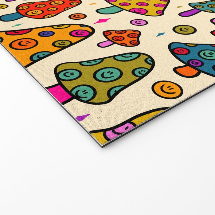 Smiley Mushrooms Print in Cream Welcome Mat Gallery Image 2
