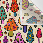 Smiley Mushrooms Print in Cream Wall Tapestry Gallery Image 3