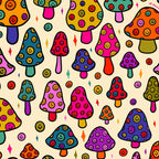Smiley Mushrooms Print in Cream Coffee Mug Gallery Image 2