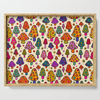Smiley Mushrooms Print in Cream Serving Tray Gallery Image 1