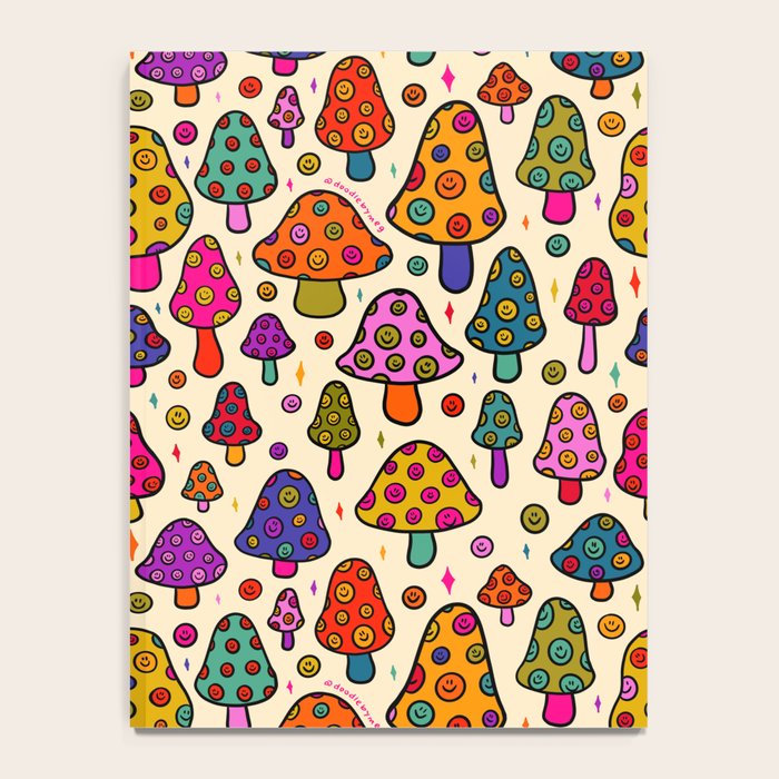 Smiley Mushrooms Print in Cream Notebook Gallery Image 4