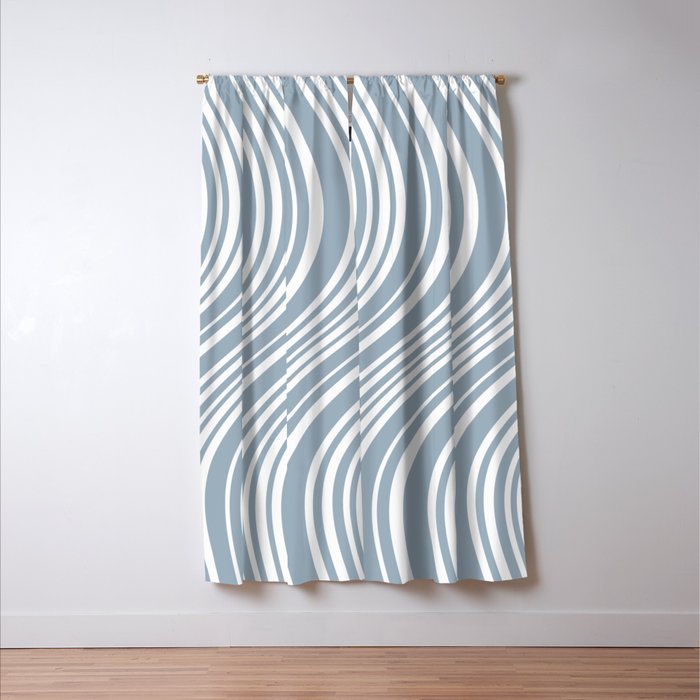 Wavy Stripes XXXVI - Natural Blue  Window Curtain Gallery Image 3