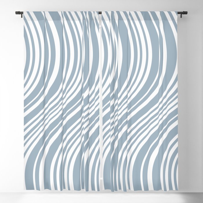 Wavy Stripes XXXVI - Natural Blue  Window Curtain Gallery Image 1