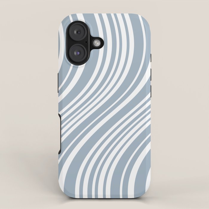 Wavy Stripes XXXVI - Natural Blue  iPhone Case Gallery Image 1