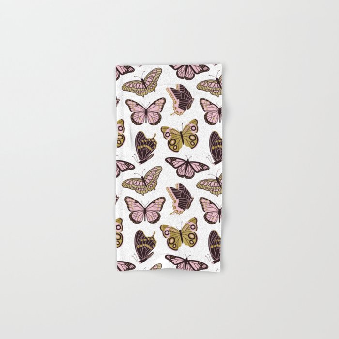 Texas Butterflies - Blush and Gold Pattern Bath Towel Gallery Image 1