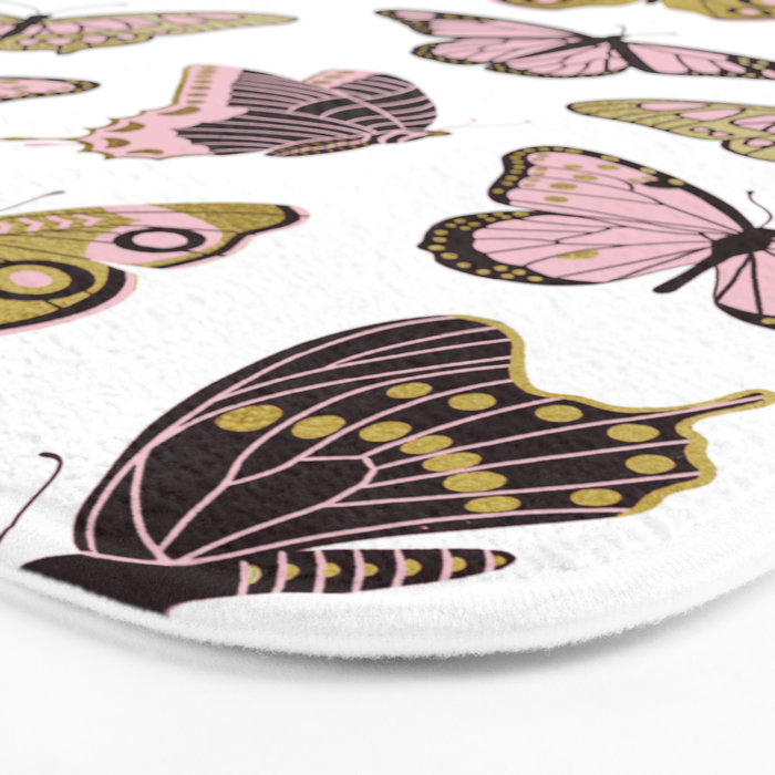 Texas Butterflies - Blush and Gold Pattern Bath Mat Gallery Image 3