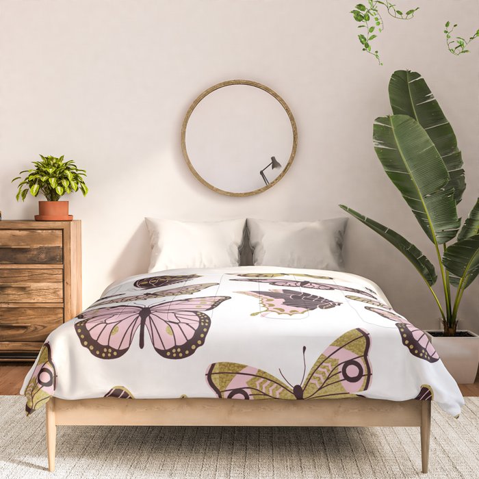 Texas Butterflies - Blush and Gold Pattern Comforter Gallery Image 3