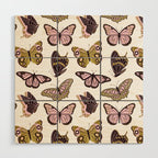 Texas Butterflies - Blush and Gold Pattern Wood Wall Art Gallery Image 1