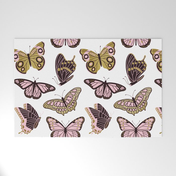 Texas Butterflies - Blush and Gold Pattern Welcome Mat Gallery Image 1