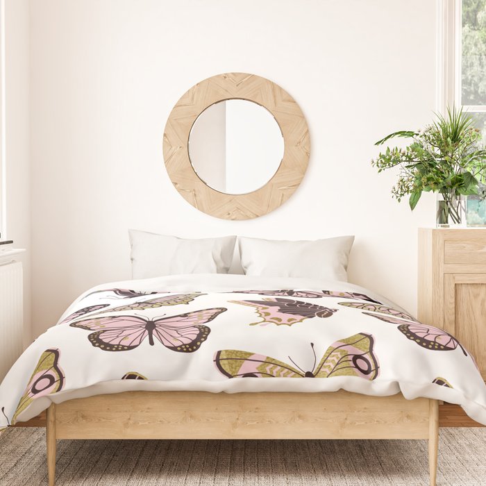 Texas Butterflies - Blush and Gold Pattern Duvet Cover Gallery Image 3