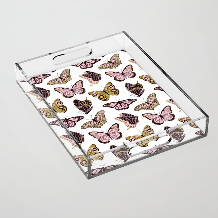 Texas Butterflies - Blush and Gold Pattern Acrylic Tray Gallery Image 1