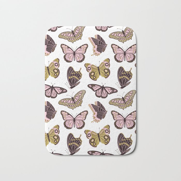 Texas Butterflies - Blush and Gold Pattern Bath Mat Gallery Image 1