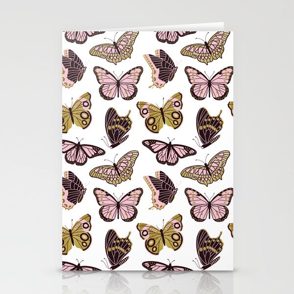 Texas Butterflies - Blush and Gold Pattern Stationery Card Gallery Image 1
