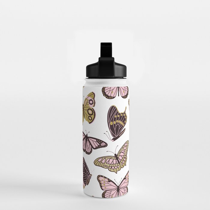 Texas Butterflies - Blush and Gold Pattern Water Bottle Gallery Image 2