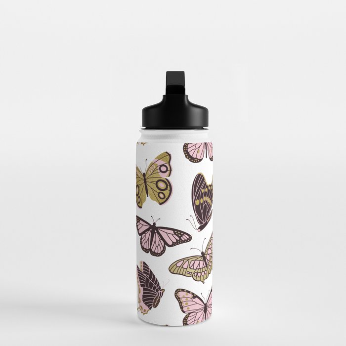Texas Butterflies - Blush and Gold Pattern Water Bottle Gallery Image 3