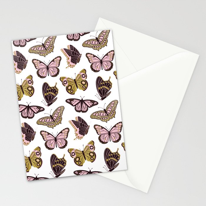 Texas Butterflies - Blush and Gold Pattern Stationery Card Gallery Image 2